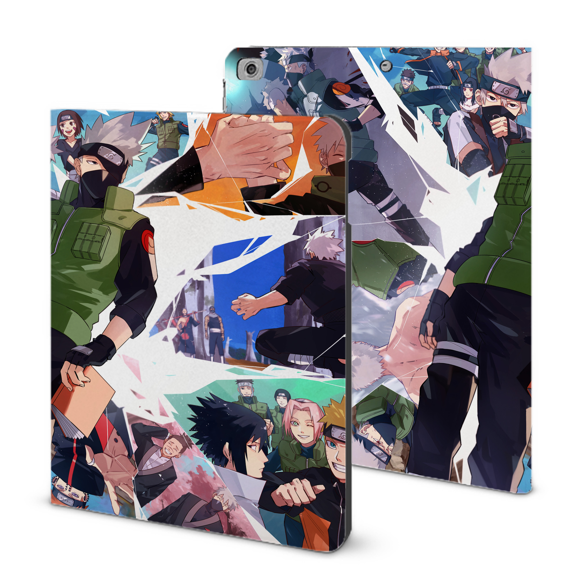 （画像用） NARUTO -ナルト- NARUTO -ナルト- 疾風伝 IPad ケース ブック型 PUレザー TPU 耐衝撃 軽量 薄型 ペン収納なし 全面保護 IPad 各モデル対応